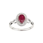 DIAMANT LETERNEL Prstan Ring aus 375 Weißgold mit Diamant mit Rubin srebrna