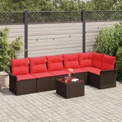 Sjedeća garnitura za vrt 7 kom. Smeđa poliratan 297,5 x 132,5 x 85 cm