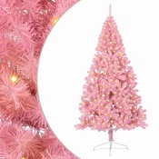 Vidaxl Umjetna preddekorirana božićna jelka Roza 210 cm PVC