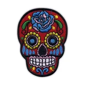 shumee Našitek mehiške lobanje Calavera rdeča - Podloga za likanje/toplotno varjenje - Vezen našitek/značka/emblem