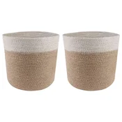 Vidaxl Komplet loncev za rastline 2 szt. Naravna in bela O 21 x 21 cm
