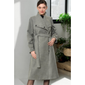 Z6645 DEWBERRY WOMENS COAT-PLAIN GREY