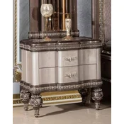 Casa Padrino luxury baroque bedside table gray/black/gold - Baroque style bedside table with 2 drawers - Luxury bedroom furniture in baroque style - Baroque furniture - Baroque interior