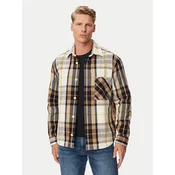 JOOP! Jeans Srajca mornarska / rjava / rumena / volneno bela