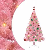 Vidaxl Umjetna preddekorirana božićna jelka Roza 120 cm PVC