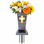 VIVVA Solarna spominska grobna vaza z LED križem | MEMOVAS