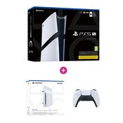 PlayStation 5 Pro 2TB (2025) + krmilnik DualSense za PlayStation 5 (PS5) (belo-črn) + PlayStation 5 Disc Drive igralne konzole