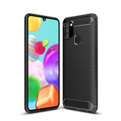 TPU gel ovitek Brushed Carbon za Samsung Galaxy A21s - črn