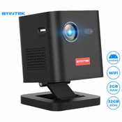 BYINTEK P19 prijenosni 3D LED DLP projektor, Android, WiFi, Bluetooth, 2GB+32GB, baterija, 350 lumena, zvucnici, max 4K UHD, HDMI + ugradeni stalak + torbica
