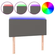Vidaxl LED posteljno vzglavje sivo 90x5x78/88 cm umetno usnje