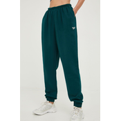 Bombažen spodnji del trenirke Reebok Classic ženski, zelena barva