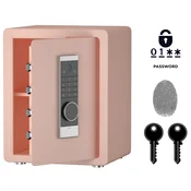 Nikcorp Biometrični sef NIKCORP OT-45-Z, 45x38x32 cm, jekleni varnostni sef na prstni odtis in kodo, roza, za dokumente in dragocenosti, ojačana konstrukcija, 2 ključa, možnost pritrditve na steno ali tla