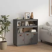 Visoka omara siva 100x40x108,5 cm trdna borovina