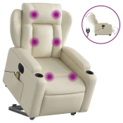 MAISON CHIC Električni masažni stol - Relax naslanjač s funkcijo vstajanja krem umetno usnje, (22062073)