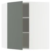 METOD Ugaoni zidni element s policama, bela/Nickebo mat sivozelena, 68x80 cm