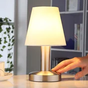 Lindby Nočna svetilka Hanno beli tekstilni odtenek komplet 2 - spalnica - Sodobni - bela, nikelj satinirana - Tkanine/tekstil