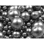 Mešanica steklenih voščenih kroglic velikosti O4-12 mm - srebrna temna (50 g)