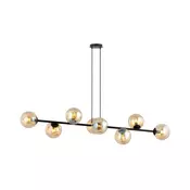 Luster na lanku ROSSI 8xE14/10W/230V crna/bež