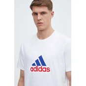 Bombažna kratka majica adidas moška, bela barva, IS3234