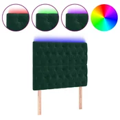 Vidaxl LED posteljno vzglavje temno zeleno 90x7x118/128 cm žamet