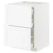 METOD / MAXIMERA Pod.elem.grej.ploca/2front/3fiok, bela Enköping/bela im. drveta, 60x60 cm