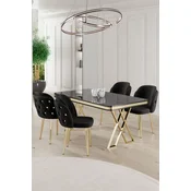 Hanah Home Set Trpezarijski sto i 4 stolice Rigel, Crno-beli