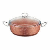 Roza aluminijast lonec s pokrovom Güral Porselen Classic, o 26 cm
