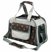 Torba za prenašanje psa LIBBY, rjavo-siva z rožami - 25x27x42 cm