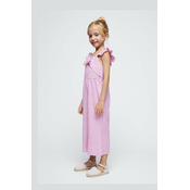 Otroška platnena obleka Mayoral vijolična barva
