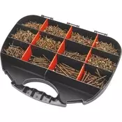vijci za ivericu, 2000 komada; 12 veličina između 3,0x16 mm i 5,0x60 mm