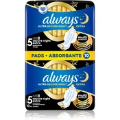Always Ultra Secure Night Extra Higijenski ulošci, 10 komada