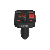 SAVIO SAVIO FM transmiter, Bluetooth 5.3, QC 3.0 punjač, LED zaslon, Bass Boost, TR-15, ČRNi