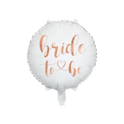 Poročni folijski balon Bride to Be bel 45 cm, napis v rožnato-zlati barvi