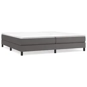 Vidaxl Posteljni okvir z vzmetmi siv 200x200 cm umetno usnje