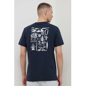 Pamučna majica Jack Wolfskin za muškarce, boja: tamno plava, s tiskom