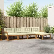 Set vanjskih sofa s jastukom 5 pcs Prirodna i krem