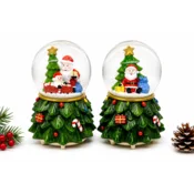 FED BOŽIČNA SNEŽNA KROGLA Z GLASBENO ŠKATLICO, LED GLASBA, BOŽIČEK, BOŽIČNO DREVO 8 CM