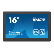 IIYAMA T1624MSC-B1 ProLite 15.6inch capacitive multitouch LED backlight 1920x1080 25ms 385cd/m2 HDMI black