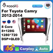 Podofo 4G Carplay 2din Android 11 Car Radio For Toyota Camry 2012-2014 Auto Multimedia Players Navigation GPS Head Unit 2DIN