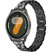 GS Zapestnica + ovitek z vgrajenim steklom za Samsung Galaxy Watch 7 40mm, črna