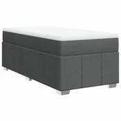 Vidaxl Box spring postelja z vzmetnico temno siva 100x200 cm blago