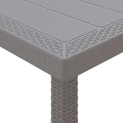 Vidaxl Vrtna miza Svetlo siva 200 x 100 x 73 cm poli ratan