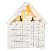 Homestar Adventni koledar 24 predalov z LED lučmi 39x9x42 cm bela