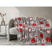 Božična mikropliš deka CHRISTMAS HEART, siva Dimenzije: 150 x 200 cm