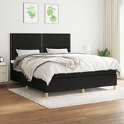 Greatstore Box spring postelja z vzmetnico črna 160x200 cm blago
