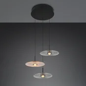Trio Lighting LED-visoka svetilka Sirena črna/jantarna/dimna, premer 41 cm, steklo, 3-žarilna - Dnevna soba/jedilnica - črna, jantar
