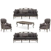 Casa Padrino luxury baroque living room set gray/silver - 2 Sofas & 2 Armchairs & 1 Coffee Table - Handmade baroque living room furniture - Noble & Magnificent