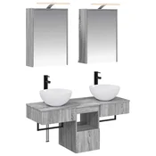 Vidaxl Komplet omaric za kopalnico 5 szt. Siva Sonoma 43 x 16 x 62,5 cm