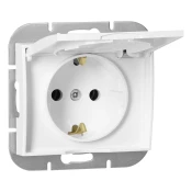 Vgradna enojna vtičnica 2P+E Schuko vremensko odporna s pokrovom Onyx, 16A, 250V, PT-17OH, bela