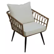 eoshop Vrtni naslanjač ARALY iz tehnoratana s blazino, naravna/črna/bež, 64x66x75 cm
